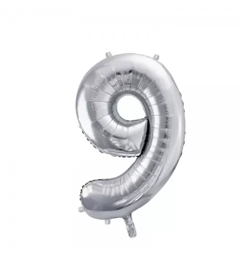 Palloncino Numero Foil Argento 9 86 cm FB1M-9-018