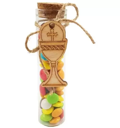 24 PROVETTE CON CALICI DI LEGNO COMPLETE DI CONFETTINI