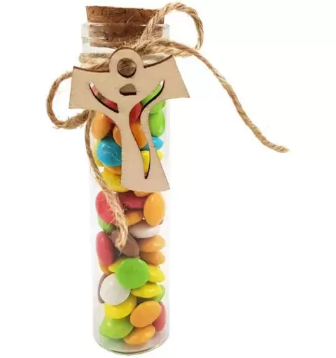 24 PROVETTE CON CROCE DI LEGNO COMPLETE DI CONFETTINI