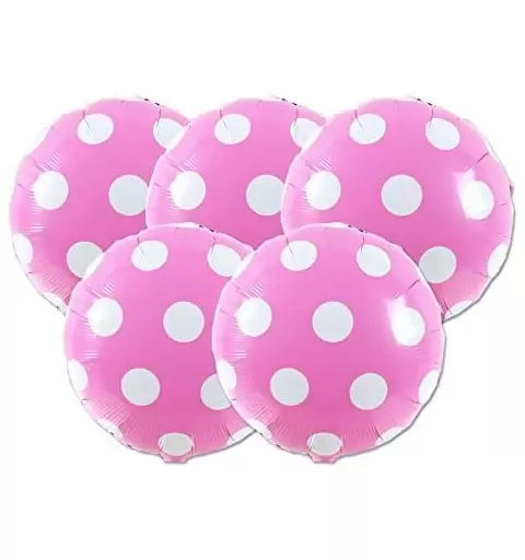 PALLONCINO FOIL ROSA A POIS TONDO