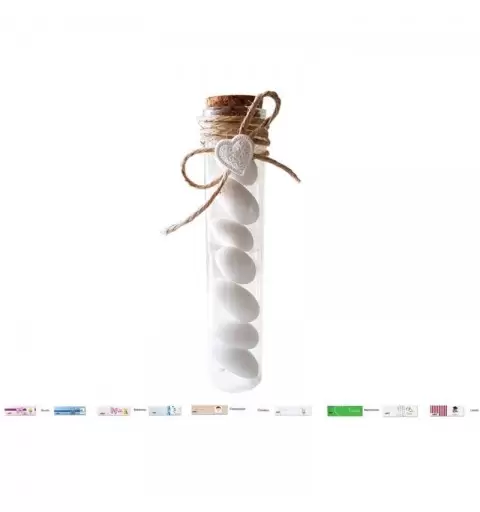 24 PROVETTE CON CUORICINI E CONFETTI BIANCHI