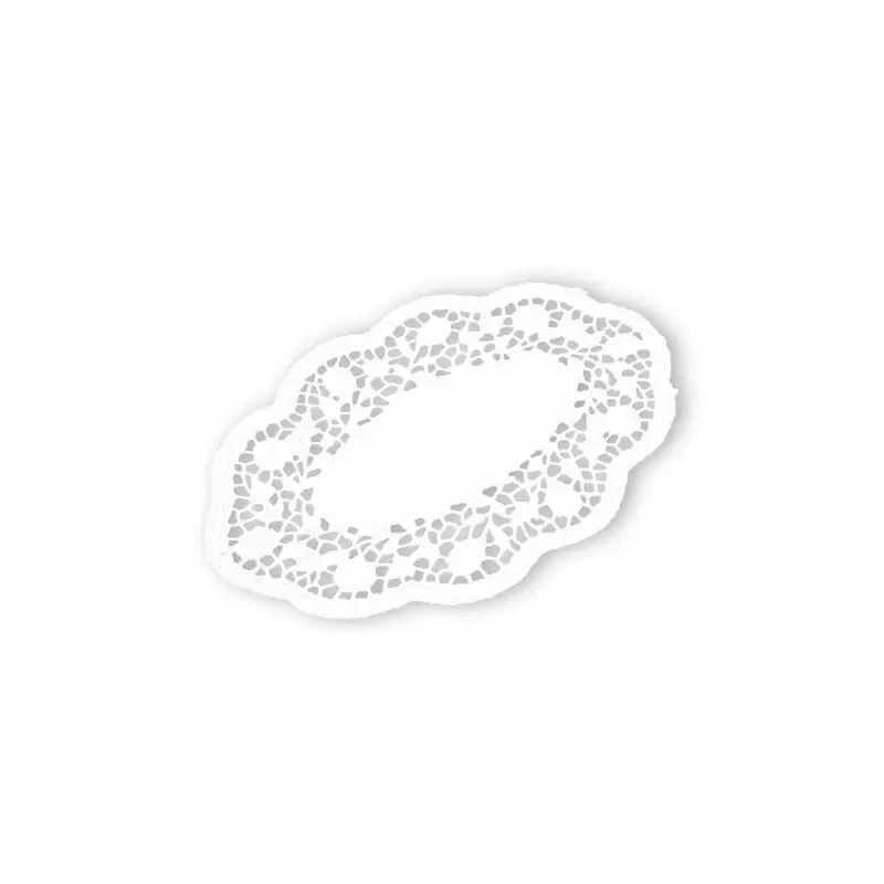100 CENTRINI SOTTO TORTA OVALI IN CARTA BIANCA EFFETTO PIZZO 32 X 22 CM