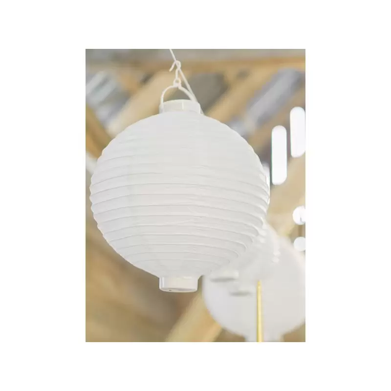 LANTERNA IN CARTA BIANCA CON LAMPADINA 30 CM
