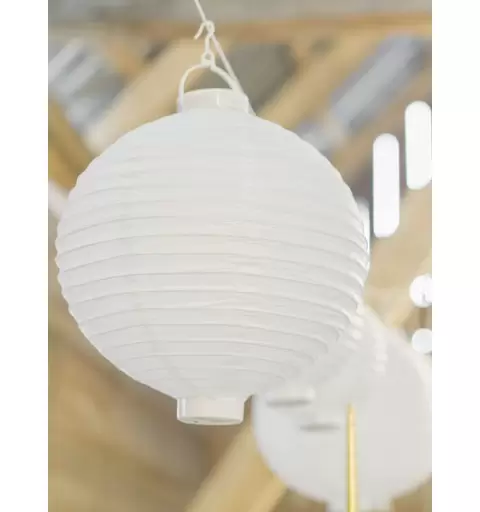 LANTERNA IN CARTA BIANCA CON LAMPADINA 30 CM