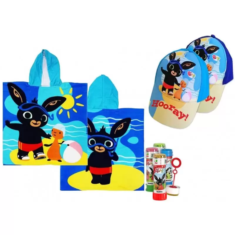 SET MARE BING - PONCHO CAPPELLINO E BOLLE DI SAPONE
