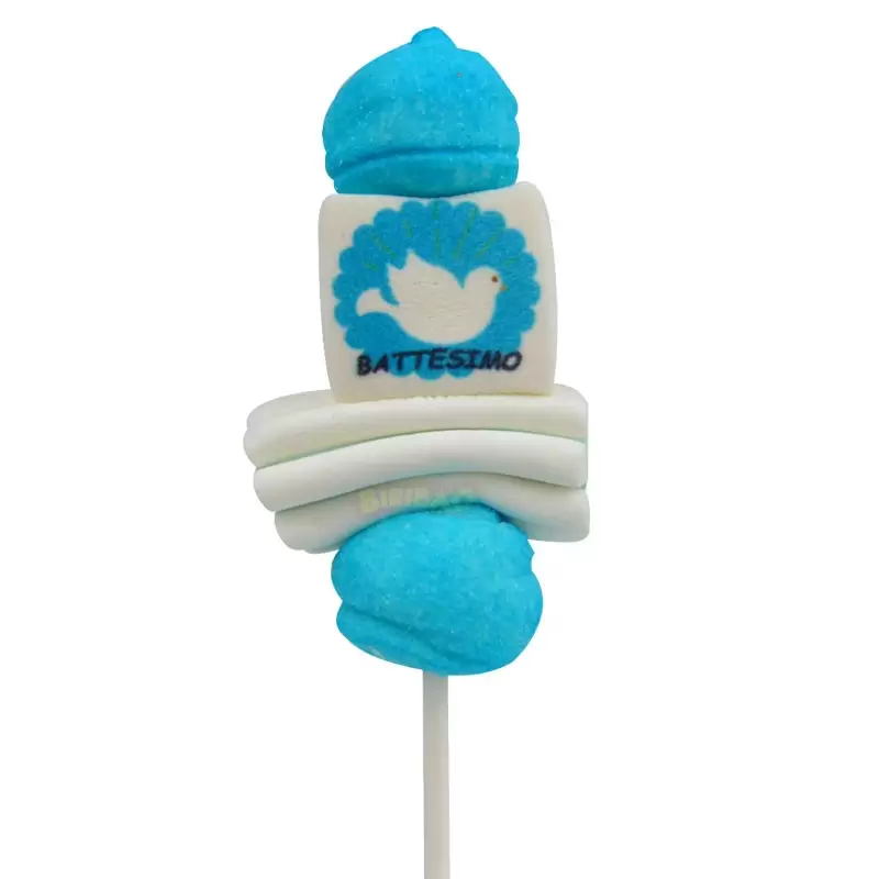 MINI SPIEDINI DI MARSHMALLOW BATTESIMO CELESTE NUOVA GRAFIGA 1 PZ - 0879