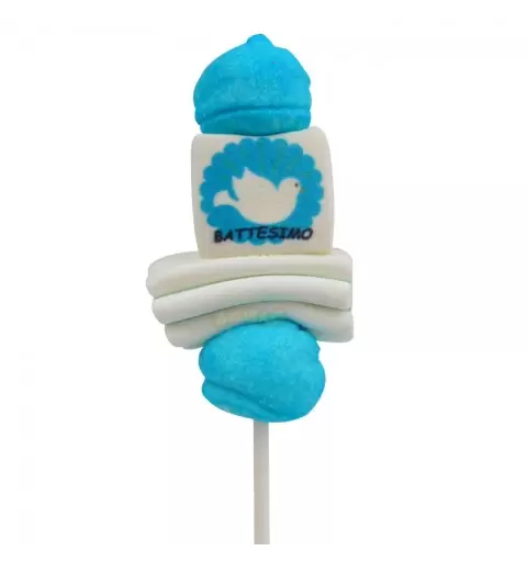 MINI SPIEDINI DI MARSHMALLOW BATTESIMO CELESTE NUOVA GRAFIGA 1 PZ - 0879