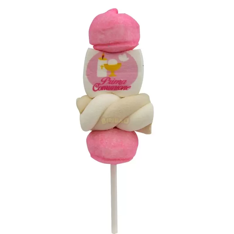 MINI SPIEDINI DI MARSHMALLOW PRIMA COMUNIONE ROSA NUOVA GRAFIGA 1 PZ - 1876