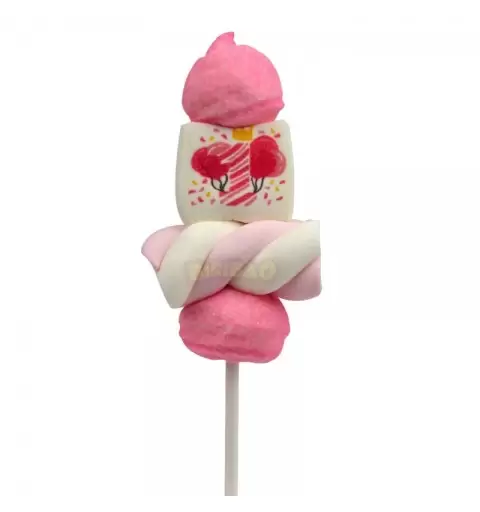 MINI SPIEDINI DI MARSHMALLOW PRIMO COMPLEANNO PALLONCINI ROSA NUOVA GRAFIGA 1 PZ - 0880