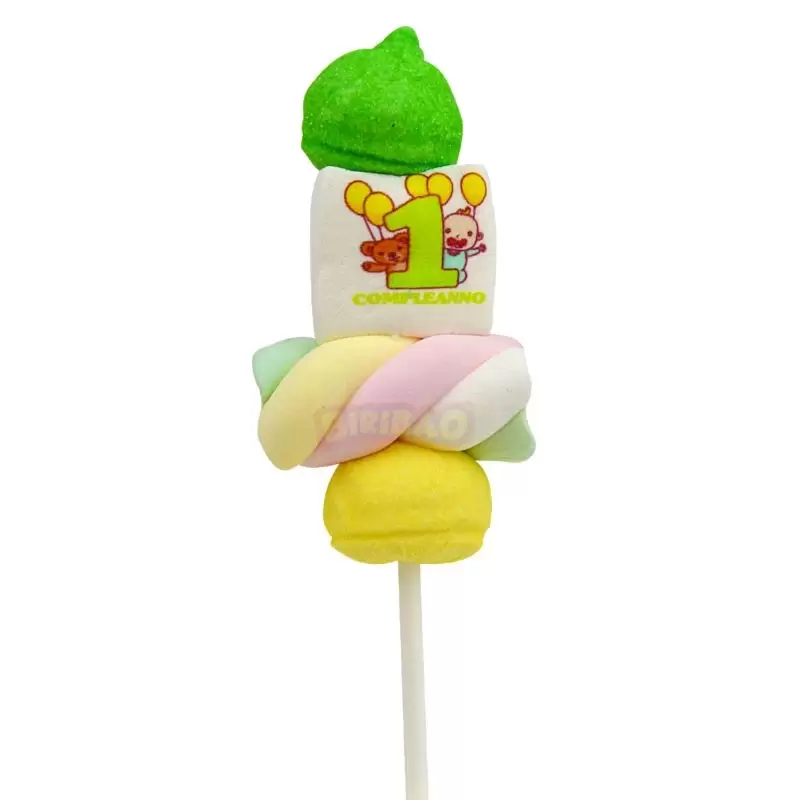 MINI SPIEDINI DI MARSHMALLOW PRIMO COMPLEANNO VERDE NUOVA GRAFIGA 1 PZ - 1879