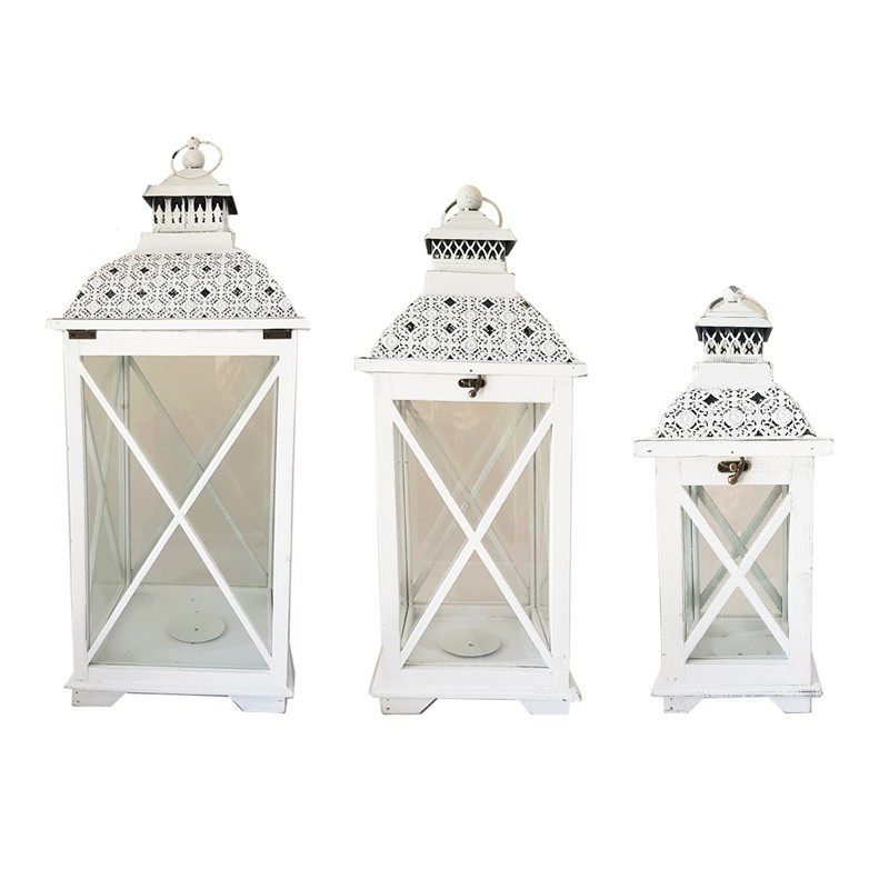 Lanterne artistiche in metallo di colore bianco con led - MilleMotivi