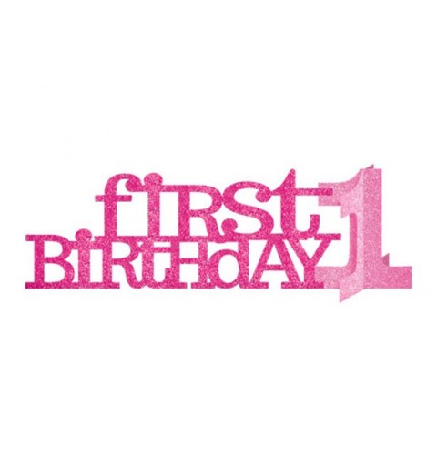 CENTROTAVOLA BUON PRIMO COMPLEANNO ROSA GLITTER