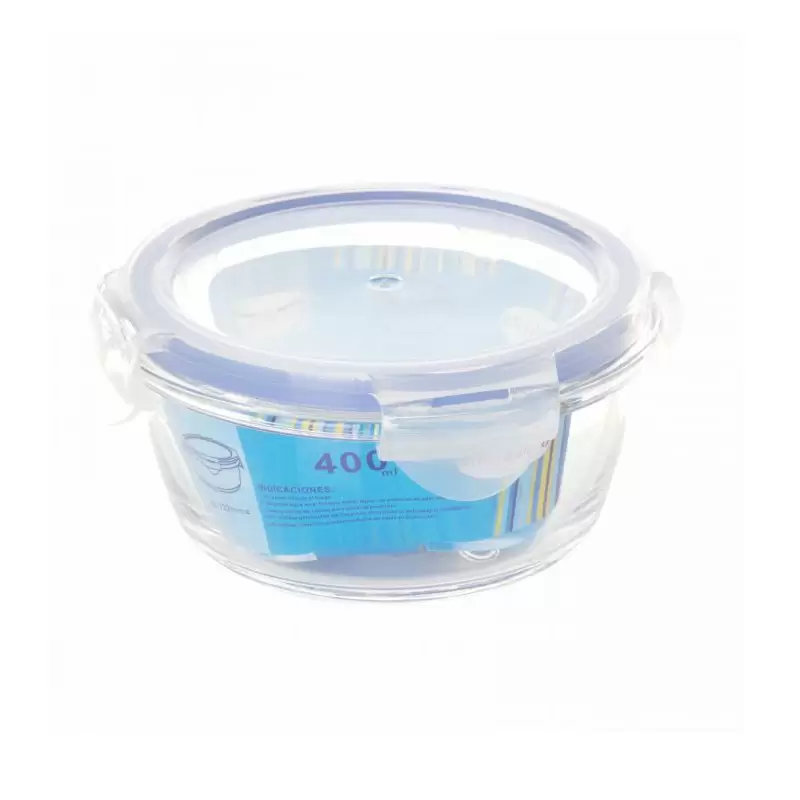 Casseruola Contenitore per alimenti in Vetro Tondo per Microonde con chiusura ermetica 400ml 053594