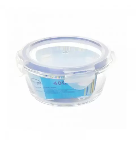 Casseruola Contenitore per alimenti in Vetro Tondo per Microonde con chiusura ermetica 400ml 053594