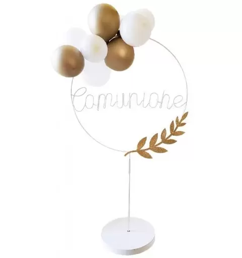 CERCHIO DECORATIVO CON PALLONCINI PRIMA COMUNIONE