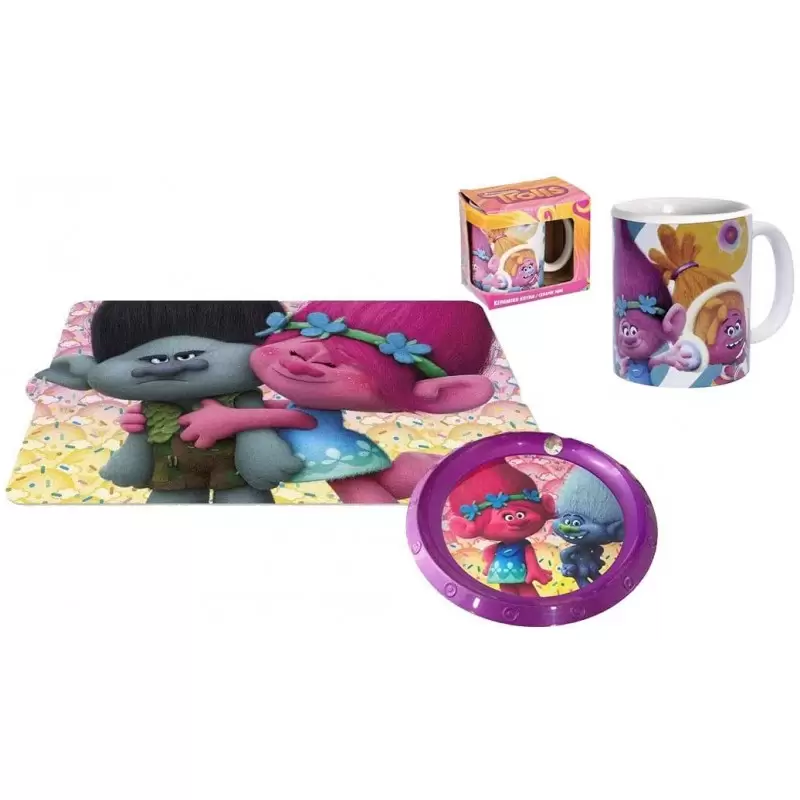 SET PAPPA TROLLS - TOVAGLIETTA PIATTO E TAZZA