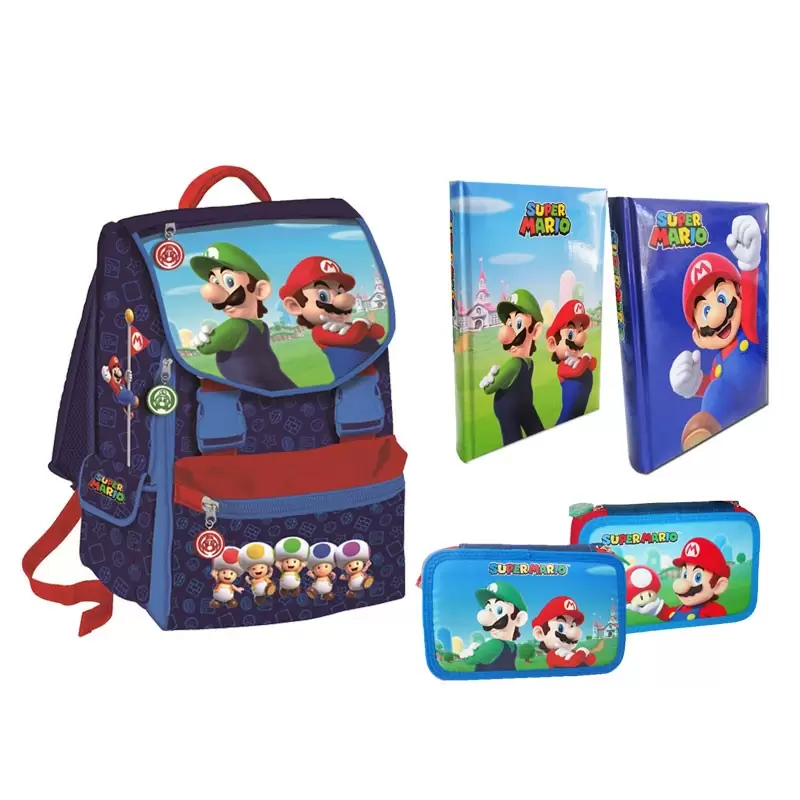 SET SCUOLA N.1 SUPER MARIO - ZAINO ASTUCCIO E DIARIO