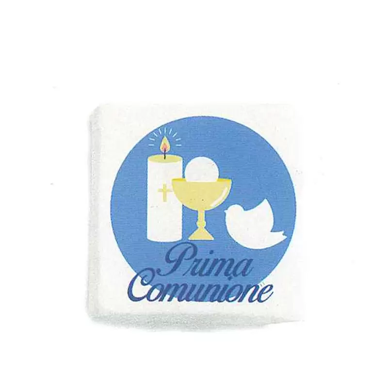 Mini Quadratino Marshmallow Stampati  prima comunione celeste nuova grafica 20 pz - 1902