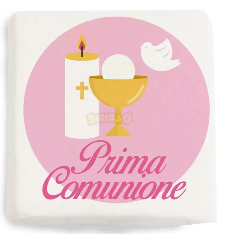 Mini Quadratino Marshmallow Stampati  prima comunione rosa nuova grafica 20 pz - 1877