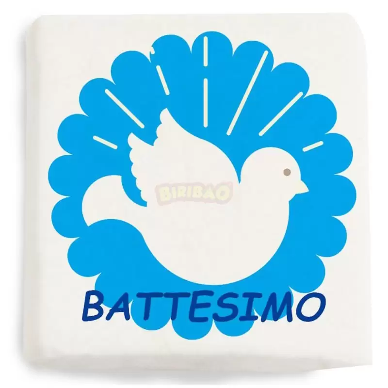 Mini Quadratino Marshmallow Stampati battesimo celeste nuova grafica 20 pz - 0892