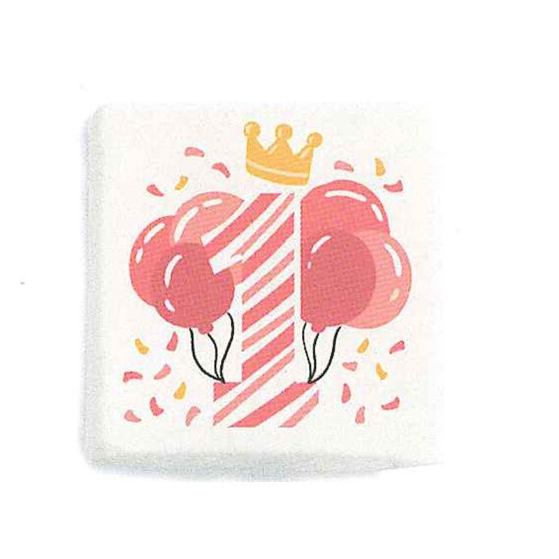 Mini Quadratino Marshmallow Stampati primo compleanno palloncini rosa nuova grafica 20 pz - 0900