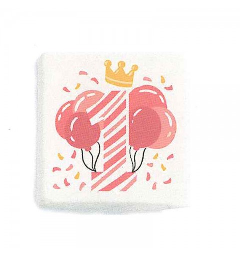 Mini Quadratino Marshmallow Stampati primo compleanno palloncini rosa nuova grafica 20 pz - 0900