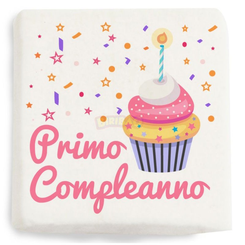 Mini Quadratino Marshmallow Stampati primo compleanno rosa nuova grafica 20 pz - 1881