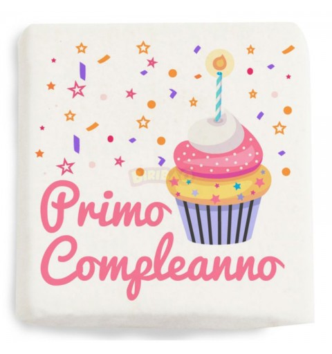 Mini Quadratino Marshmallow Stampati primo compleanno rosa nuova grafica 20 pz - 1881