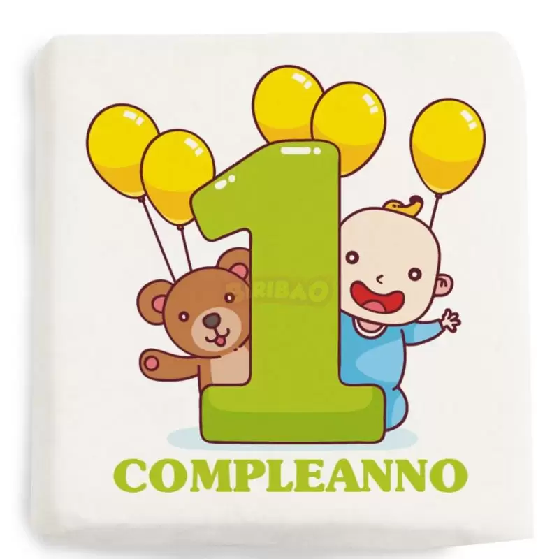 Mini Quadratino Marshmallow Stampati primo compleanno verde nuova grafica 20 pz - 1878