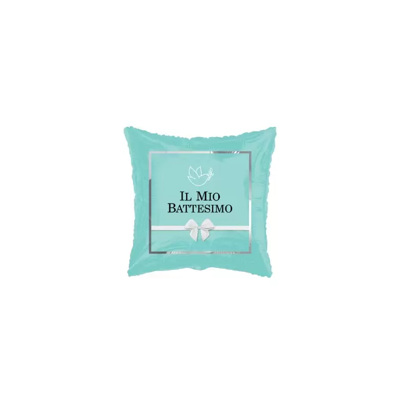 PALLONCINO FOIL QUADRATO  IL MIO BATTESIMO  CELESTE CHIC 995021-01
