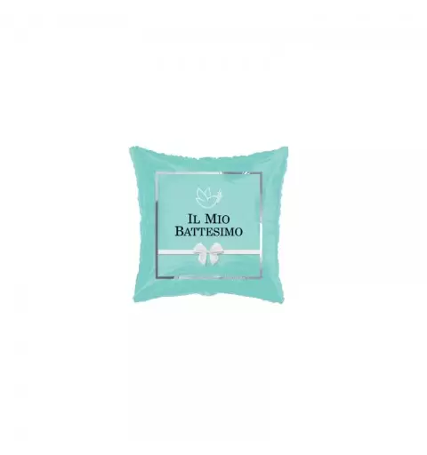 PALLONCINO FOIL QUADRATO  IL MIO BATTESIMO  CELESTE CHIC 995021-01
