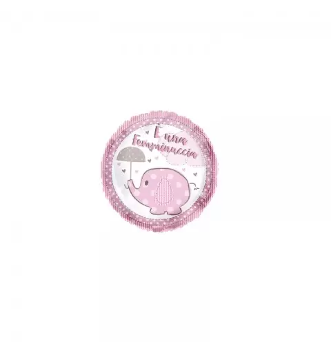 PALLONCINO FOIL TONDO  E\' UNA FEMMINUCCIA  ELEFANTINO ROSA  995052-01
