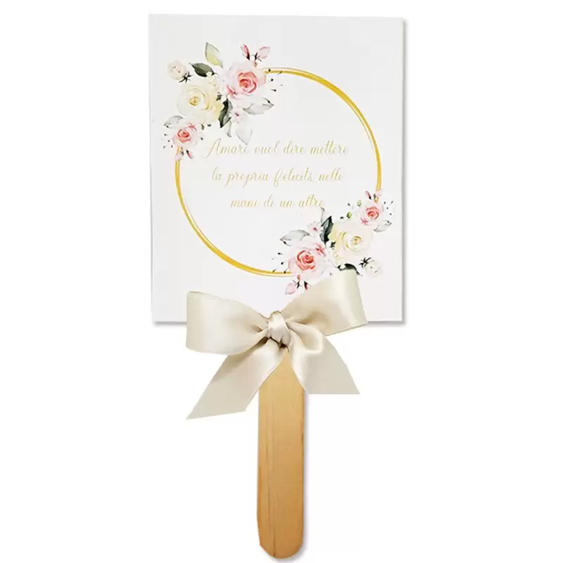 CARTONCINO VENTAGLIO MATRIMONIO ROSE