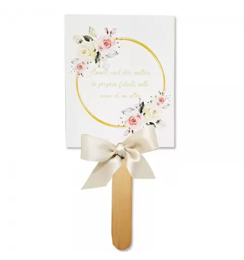 CARTONCINO VENTAGLIO MATRIMONIO ROSE
