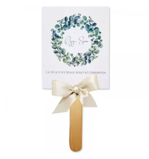 CARTONCINO VENTAGLIO MATRIMONIO EUCALIPTO