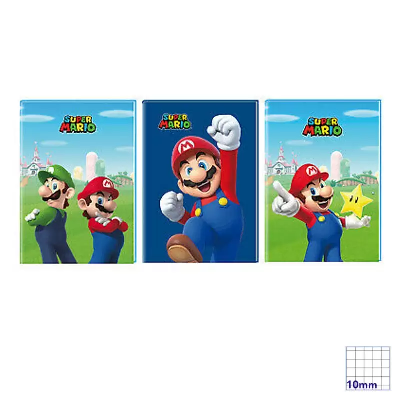 QUADERNO MAXI SUPER MARIO 100GR QUADRETTONI 10MM   GRAFICHE ASSORTITE 200316