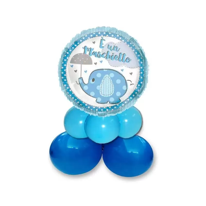 CENTROTAVOLA DI PALLONCINI ELEFANTINO CELESTE