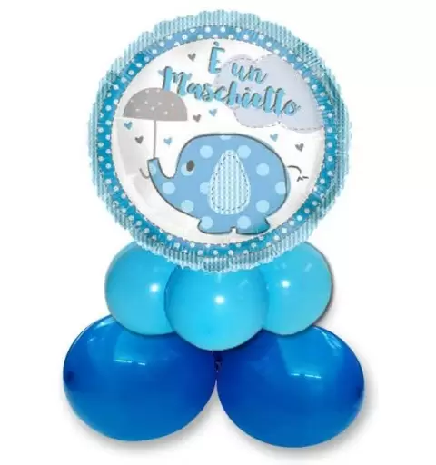 CENTROTAVOLA DI PALLONCINI ELEFANTINO CELESTE