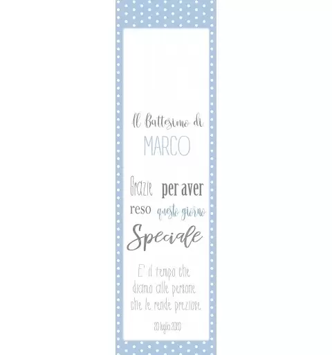 50 SEGNAPOSTO IL MIO BATTESIMO CELESTE PERSONALIZZABILI