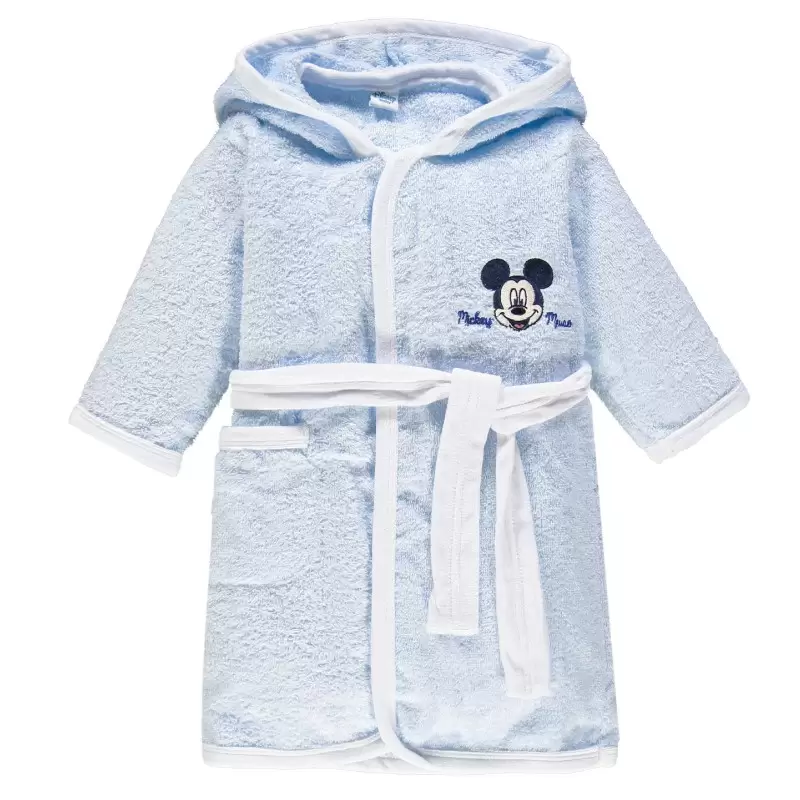 Accappatoio In Spugna Topolino Mickey Mouse per bambini WB202MA Cielo 7043 TG 12 mesi