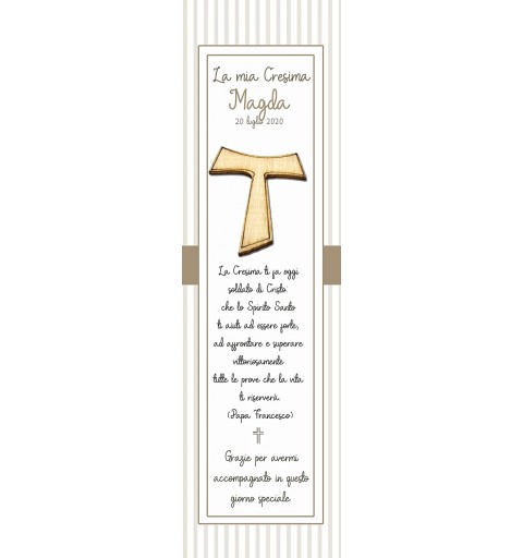50 SEGNAPOSTO CRESIMA GIRL PERSONALIZZATI CON CROCI TAO DI LEGNO