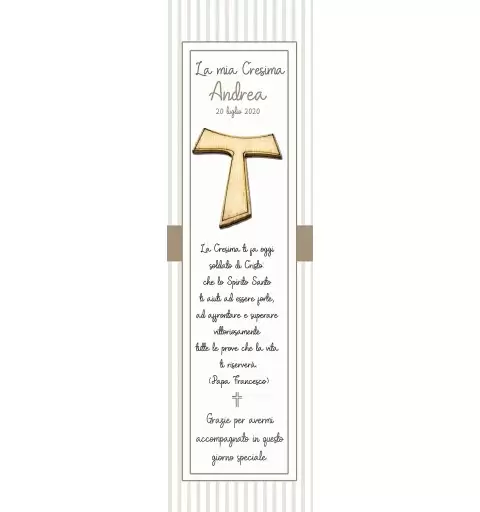 50 SEGNAPOSTO CRESIMA BOY PERSONALIZZATI CON CROCI TAO DI LEGNO