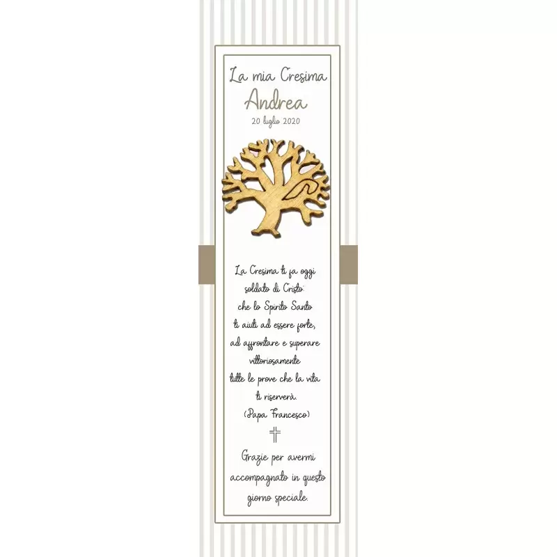 50 SEGNAPOSTO CRESIMA BOY PERSONALIZZATI CON QUERCE DI LEGNO