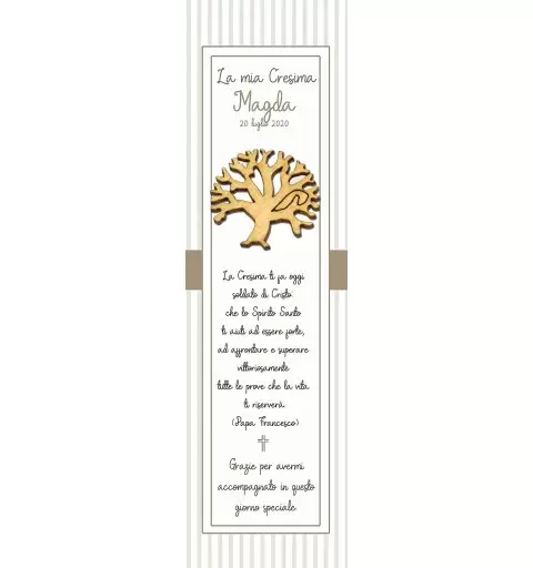50 SEGNAPOSTO CRESIMA GIRL PERSONALIZZATI CON QUERCE DI LEGNO