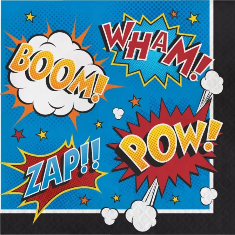 TOVAGLIOLI SUPERHERO SLOGAN FUMETTI - 16 PZ