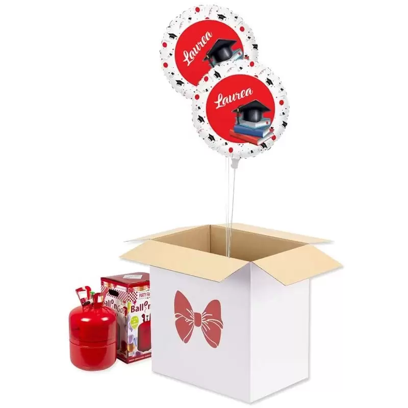 SCATOLA PER SORPRESA CON PALLONCINI FOIL LAUREA