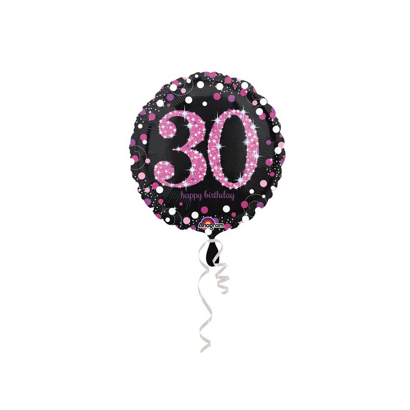 Palloncino foil 30 Anni Pois Pink Celebration olografico 45 cm 3378501 - 1pz