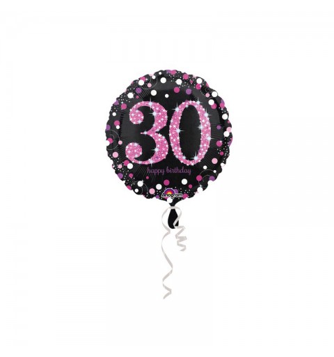 Palloncino foil 30 Anni Pois Pink Celebration olografico 45 cm 3378501 - 1pz