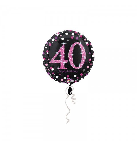 Palloncino foil 40 Anni Pois Pink Celebration olografico 45 cm 3378601 - 1pz