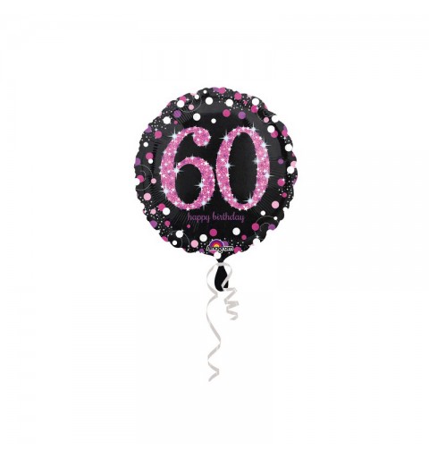 Palloncino foil 60 Anni Pois Pink Celebration olografico 45 cm 3378801 - 1pz